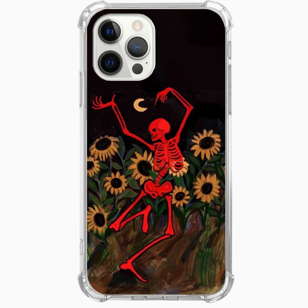 14 Pro Max Dancing Skeleton Sunflower IPhone Case- NWT